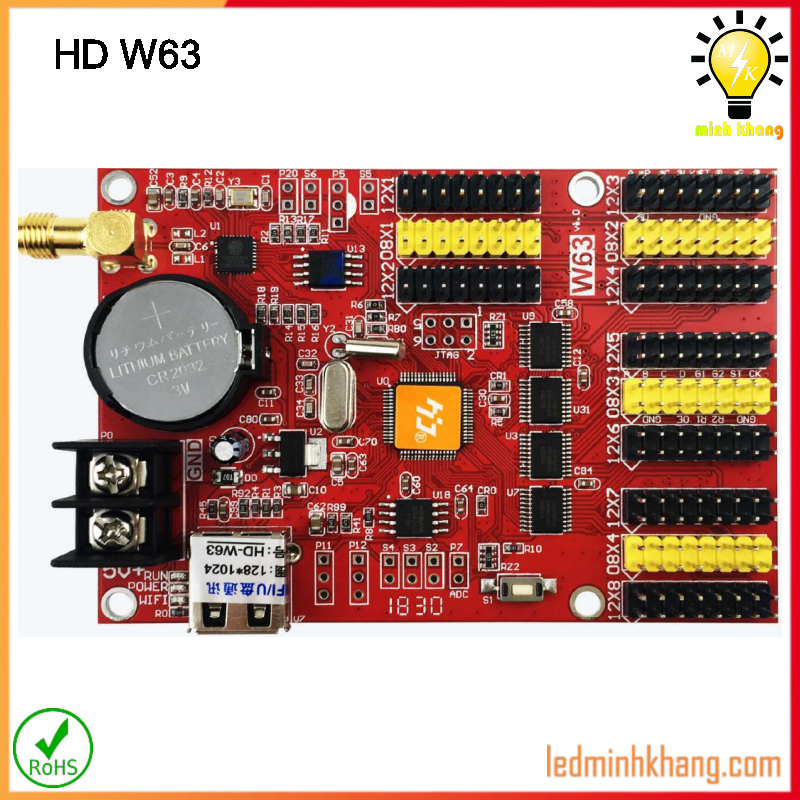 led minh khang, mạch hd w63 wifi, card led w63, led ma trận , biển led quảng cáo giá rẻ